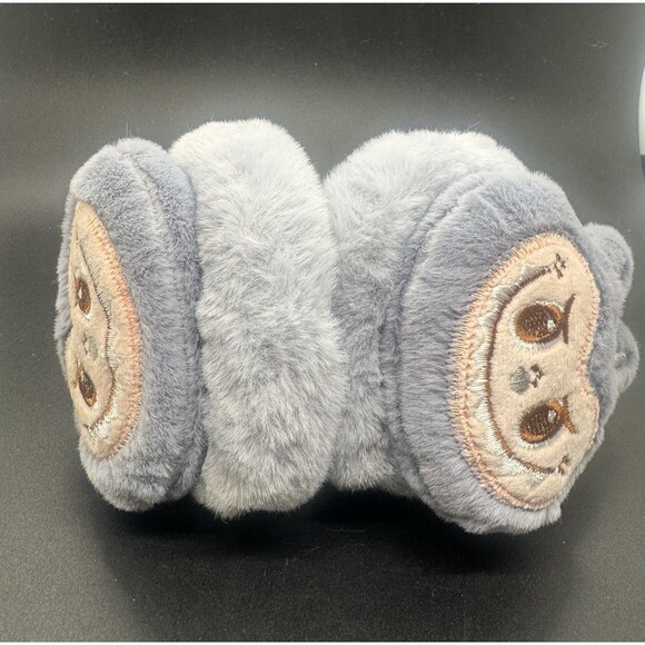 Grey Faux Fur Fluffy Plush Labubu Kids Earmuffs - Picture 4 of 5